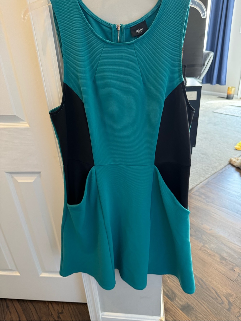 Mossimo Supply Co. Teal and Black Sleeveless Fit-and-Flare Dress